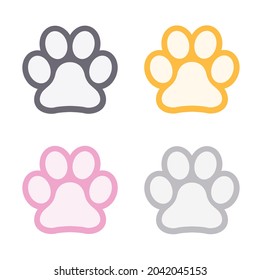 Cat paw print. Footprint. Animal colorful paw isolated on white background. Vector illustration.