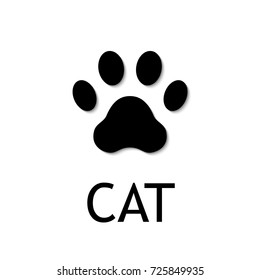 Cat paw print. Footprint. Black vector icon