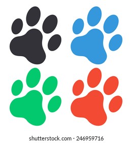cat paw print icon - colored vector illustration