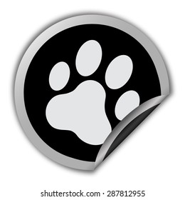 cat paw print icon - round vector sticker