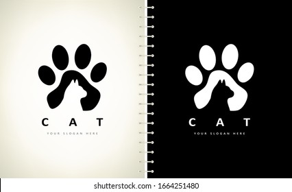 Cat paw print logo vector animal design