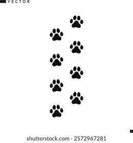 Cat paw print silhouette. Animal footprint vector. Siamese cat paw prints 