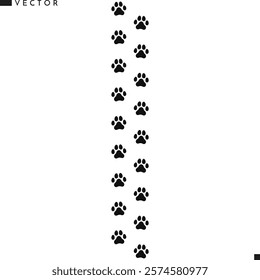 Cat paw print silhouette. Animal footprint vector. Siamese cat paw prints on white background