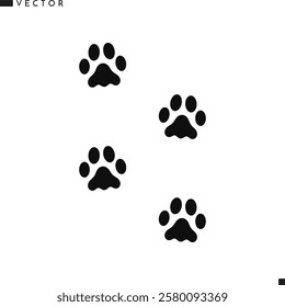 Cat paw print silhouette. Animal paw print vector illustration 