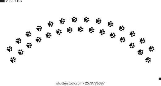 Cat paw print silhouette. Cute animal track. Pet paw print vector 