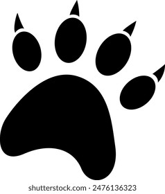 Cat paw print silhouette on white background. Vector Illustration.