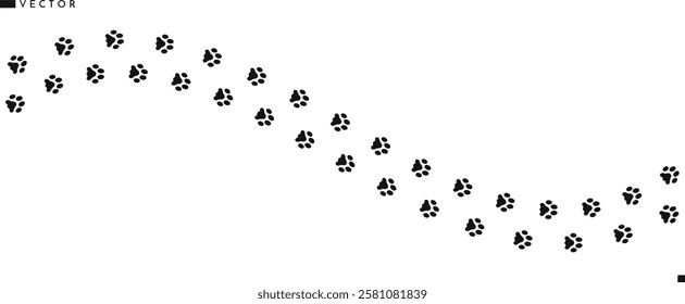 Cat paw print silhouette. Pet paw print vector illustration 