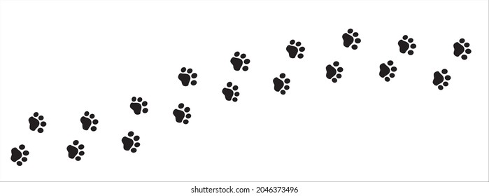 Cat paw print trail. Dog paws foot print trace. background vector illustration.