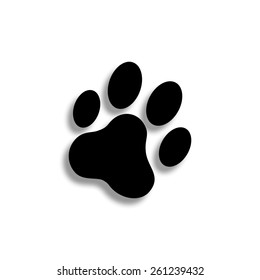 cat paw print vector icon with shadow