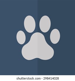 cat paw print vector icon. Flat design