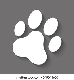cat paw print vector icon with shadow
