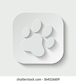 cat paw print vector icon - paper button