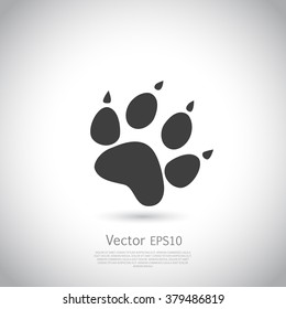 Cat Paw Print Vector Icon.