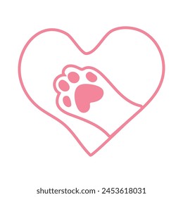 Cat paw print vector illustration. Dog, different colored animal footprints on a white background. Seamless pattern of animal paws