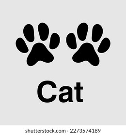 Cat Paw Print vector illustrationon gray background.