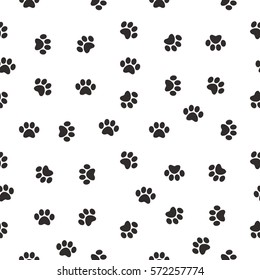 Cat Paw Print. Vector Seamless Pattern. Endless Texture Can Be Used For Wallpaper,printing On Fabric, Paper, Scrapbooking.