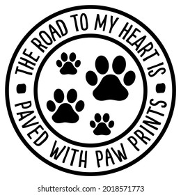 cat paw prints road arto heart black funny gift unisex cotton art best vector design illustration print poster