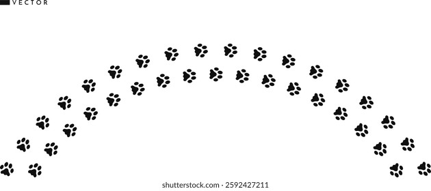 Cat paw prints silhouette. Animal track. Siamese cat paw prints vector illustration 