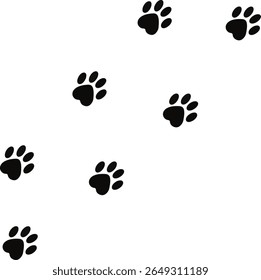Cat Paw imprime logotipo de trilha, preto Paw Print logotipo design isolado com fundo branco. Impressão de pata animal com garras. Design e ilustração vetorial