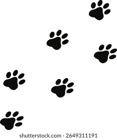 Cat Paw imprime logotipo de trilha, preto Paw Print logotipo design isolado com fundo branco. Impressão de pata animal com garras. Design e ilustração vetorial