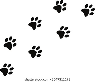 Cat Paw imprime logotipo de trilha, preto Paw Print logotipo design isolado com fundo branco. Impressão de pata animal com garras. Design e ilustração vetorial