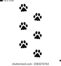 Cat paw prints vector illustration. Kitten paw prints 