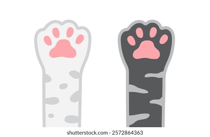 Cat paw. Cat raise hand up. Foot print sign. Character cartoon doodle. Vector illustration