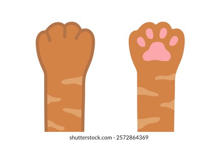 Cat paw. Cat raise hand up. Foot print sign. Character cartoon doodle. Vector illustration