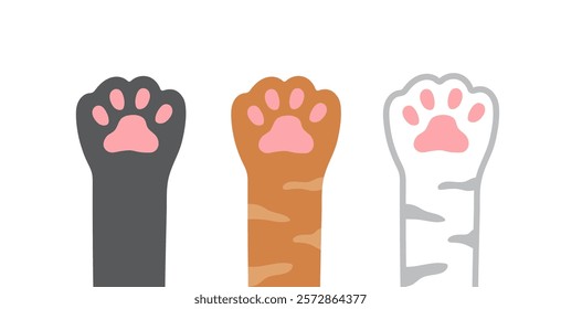 Cat paw. Cat raise hand up. Foot print sign. Character cartoon doodle. Vector illustration