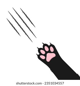 Cat paw and scratches flat vector illustration