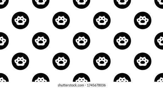 cat paw seamless pattern dog footprint french bulldog polka dot vector cartoon icon repeat wallpaper scarf isolated tile background shadow doodle illustration design