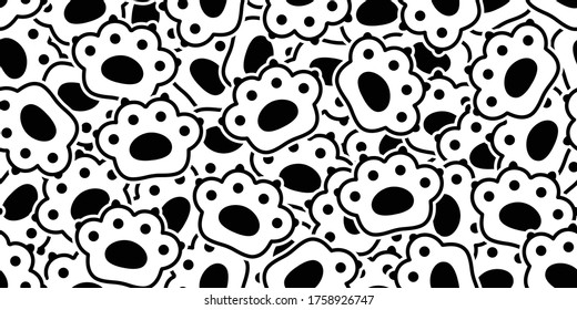 cat paw seamless pattern dog footprint french bulldog claw pet vector cartoon icon repeat wallpaper scarf isolated tile background doodle illustration white black design