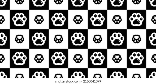 cat paw seamless pattern dog footprint checked kitten calico vector pet puppy breed cartoon repeat wallpaper gift wrapping paper tile background doodle illustration design isolated
