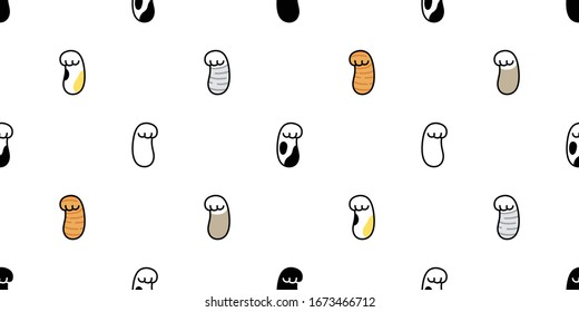 cat paw seamless pattern footprint vector calico kitten ginger scarf isolated cartoon tile wallpaper repeat background illustration design