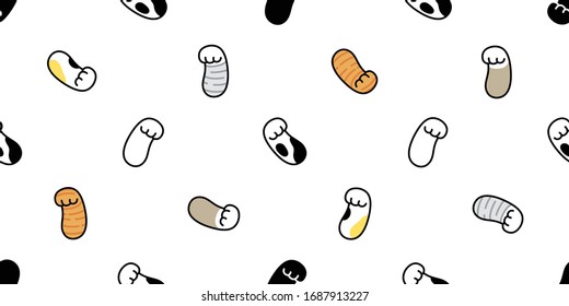 cat paw seamless pattern footprint vector calico kitten ginger scarf isolated cartoon repeat background tile wallpaper illustration design