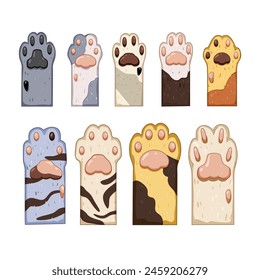 cat paw set cartoon. animal print, silhouette black, footprint puppy cat paw sign. isolated symbol vector illustration