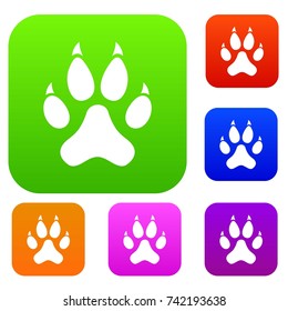 Cat paw set icon color in flat style isolated on white. Collection sings vector illustration