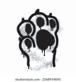 Cat paw spray icon isolated on white background. Cat paw spray graffiti icon in black on white background. Vector illustration.
