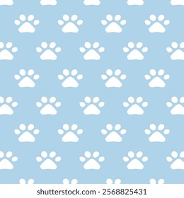 Cat paw texture, blue background. Cat's paw prints, seamless, screen printing, creative printing,  illustrations or background images of any kind