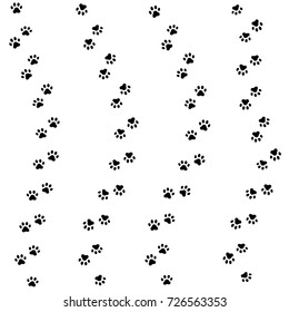 Cat Paw Track. Seamless Animal Pattern Of Paw Footprint. Vector Illustration 