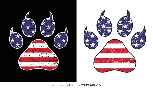 Cat Paw With USA Flag Design