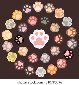 Cat paw. Vector frames