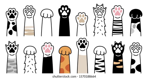 cat paw vector icon calico kitten footprint logo character cartoon ginger doodle illustration sign 