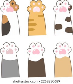cat paw vector icon, kitten footprint  in different color, paw vector set isolated drawings graphics