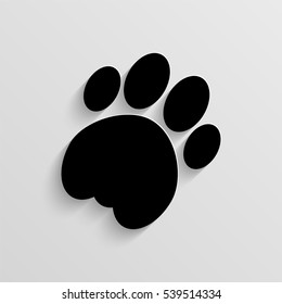 Cat paw vector  icon with shadow