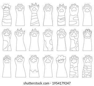 Cat paw vector illustration on white background. Isolated outline set icon leg animal. Vector outline set icon cat paw.