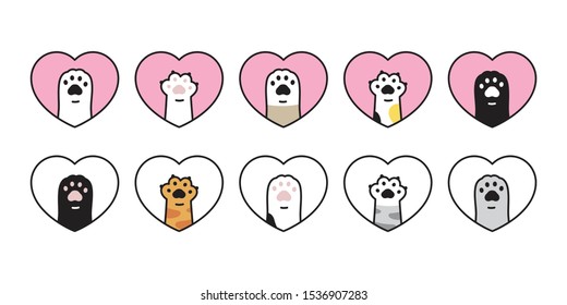 cat paw vector kitten icon footprint Heart Valentine logo symbol cartoon character illustration doodle design