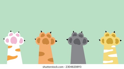 Cat paw wallpaper, legs, dog paw, cat background, kitten flat design, pass, cute cat feet wallpaper vector illustration