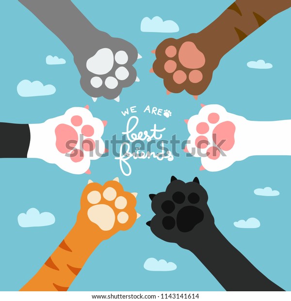 Cat Paw We Best Friends On Stock Vector (Royalty Free) 1143141614 ...