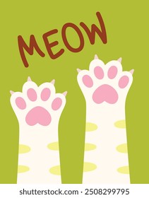 Cat Paws Background Poster Vector Illustration